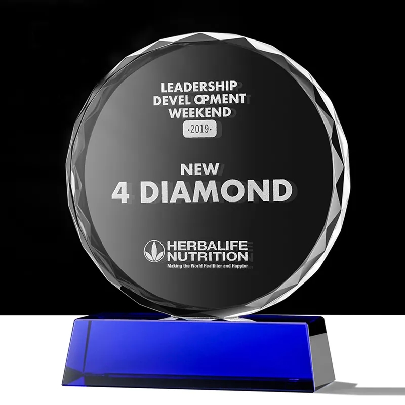 Personalized Round Crystal Award Plaque 2