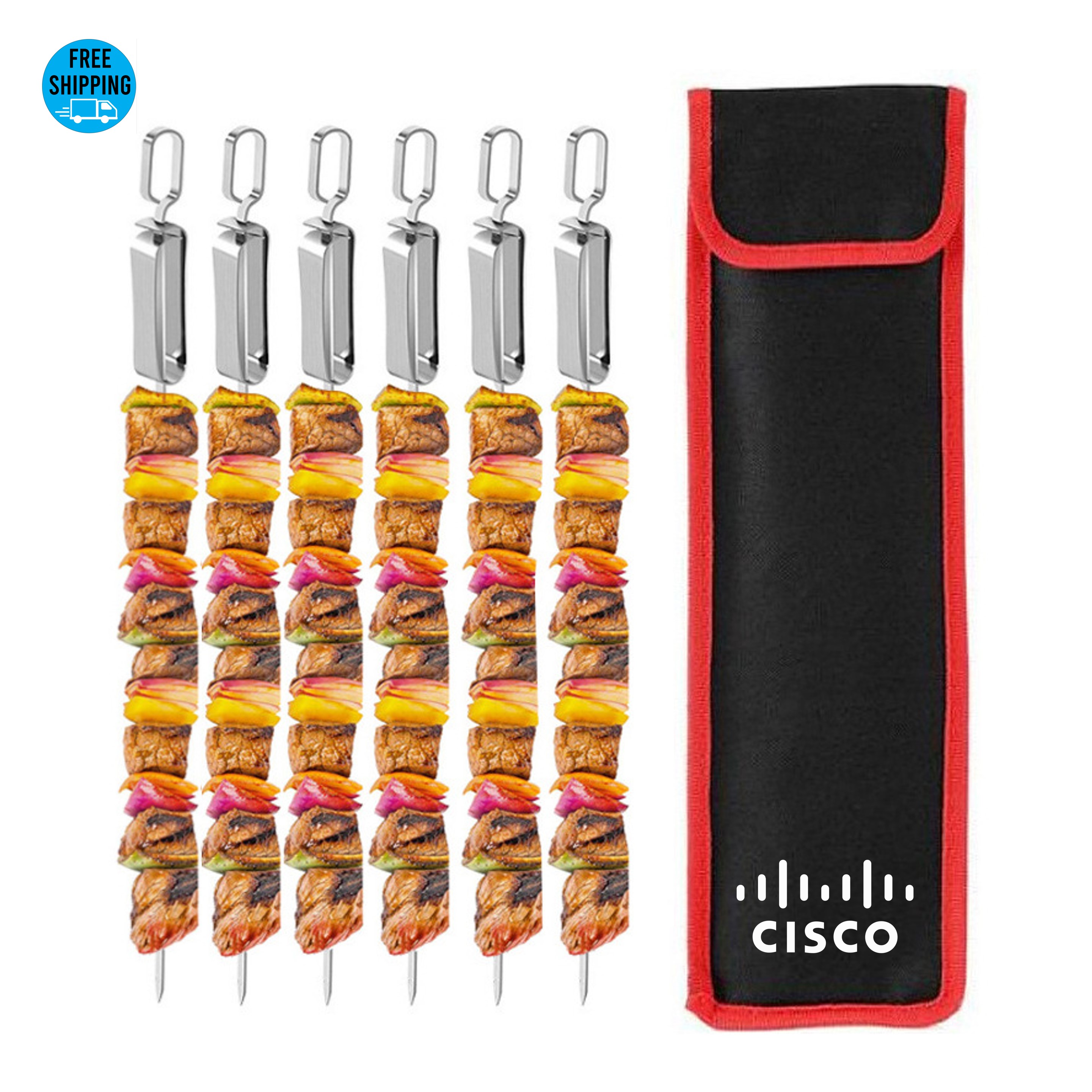 6pcs BBQ Skewers with Slider - OCEAN 5