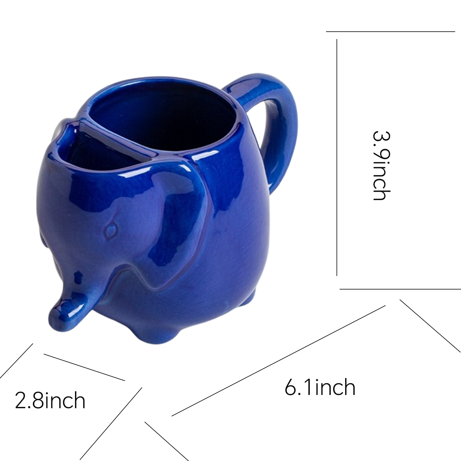 15oz Elephant Shaped Ceramic Mug w/ Tea Bag Holder 12