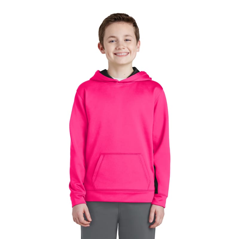 Sport-Tek Youth Sport-Wick Fleece Colorblock Hooded Pullover. 28