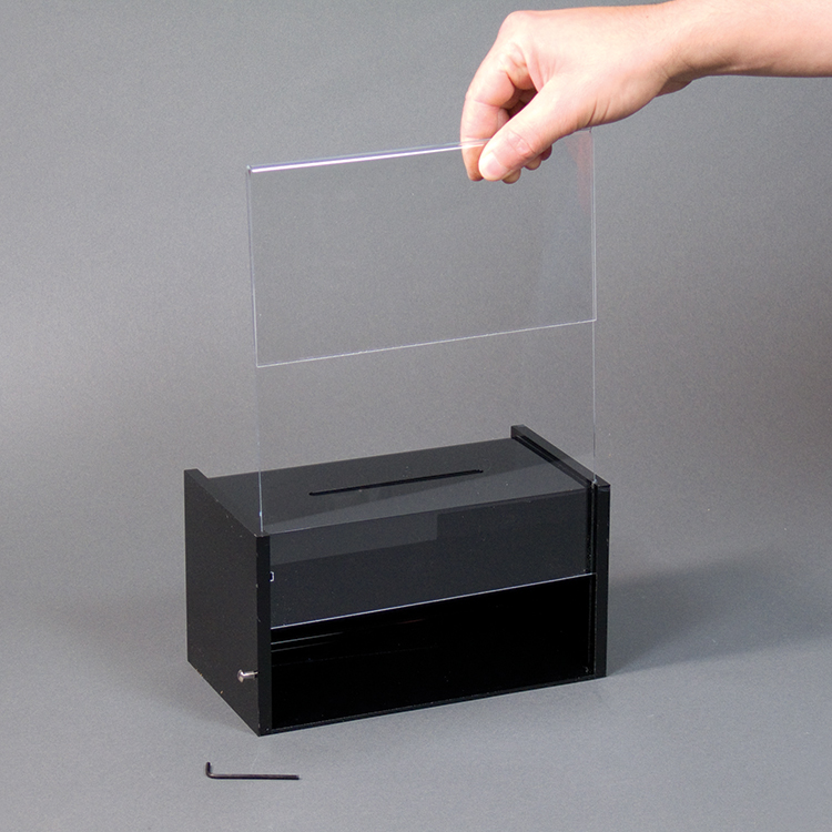 Black Acrylic Suggestion Box w/ 8 5"w x 5"h Message Header