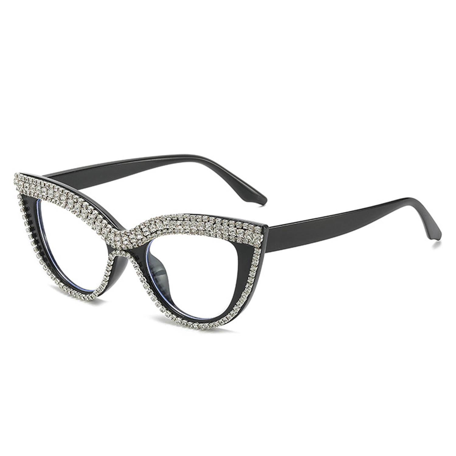 Women Retro Sparkle Crystal Diamond Cat Eye Sunglasses 3