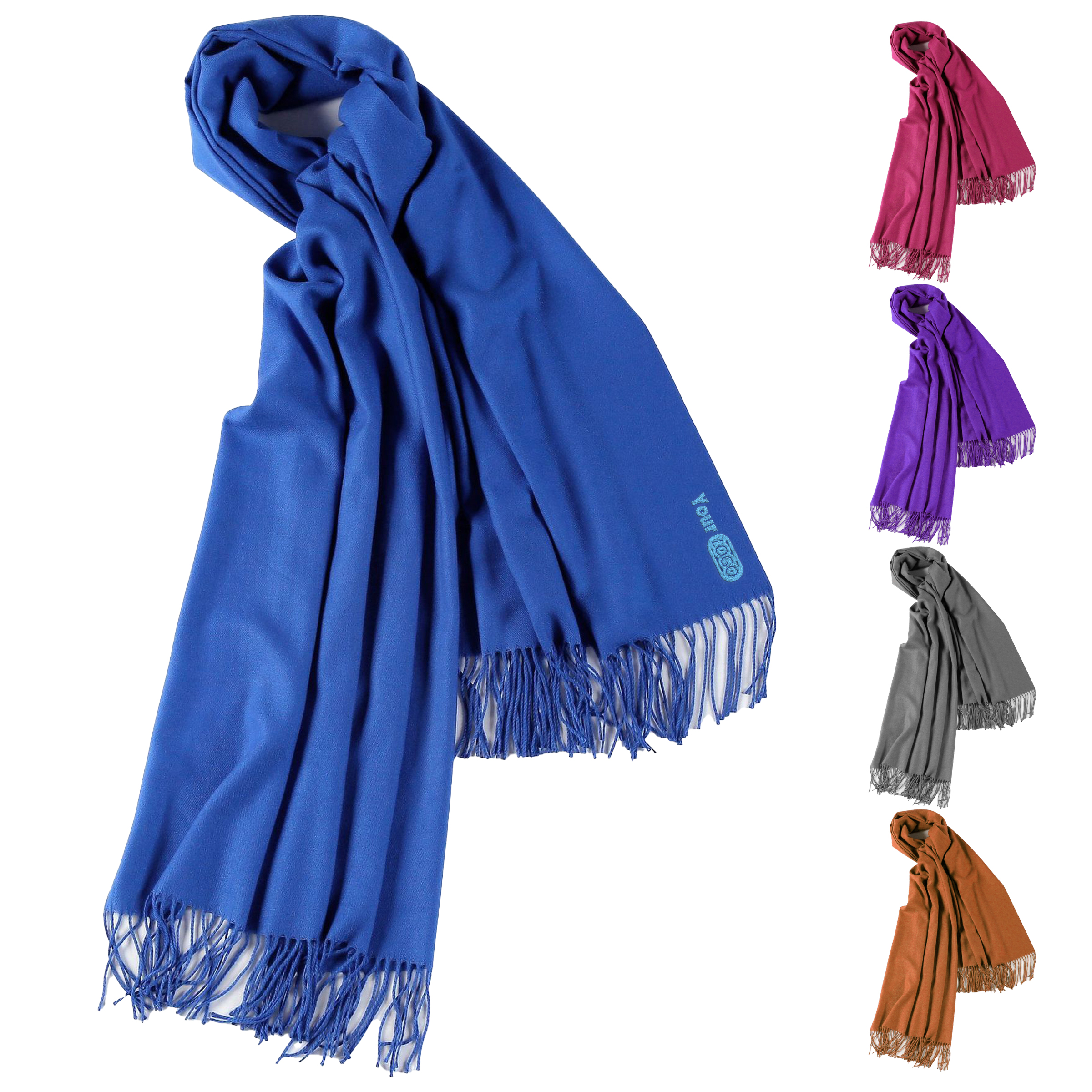 Cashmere Solid Color Scarf With Tassel 6