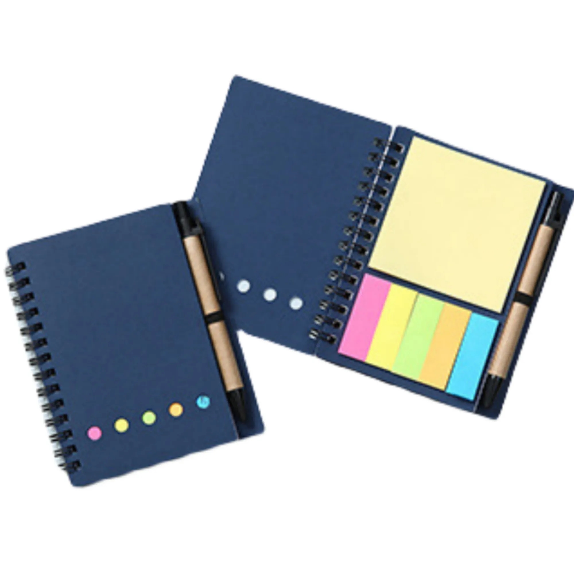 Pocket Colored Sticky Note Brown Paper Spiral Notebook 8