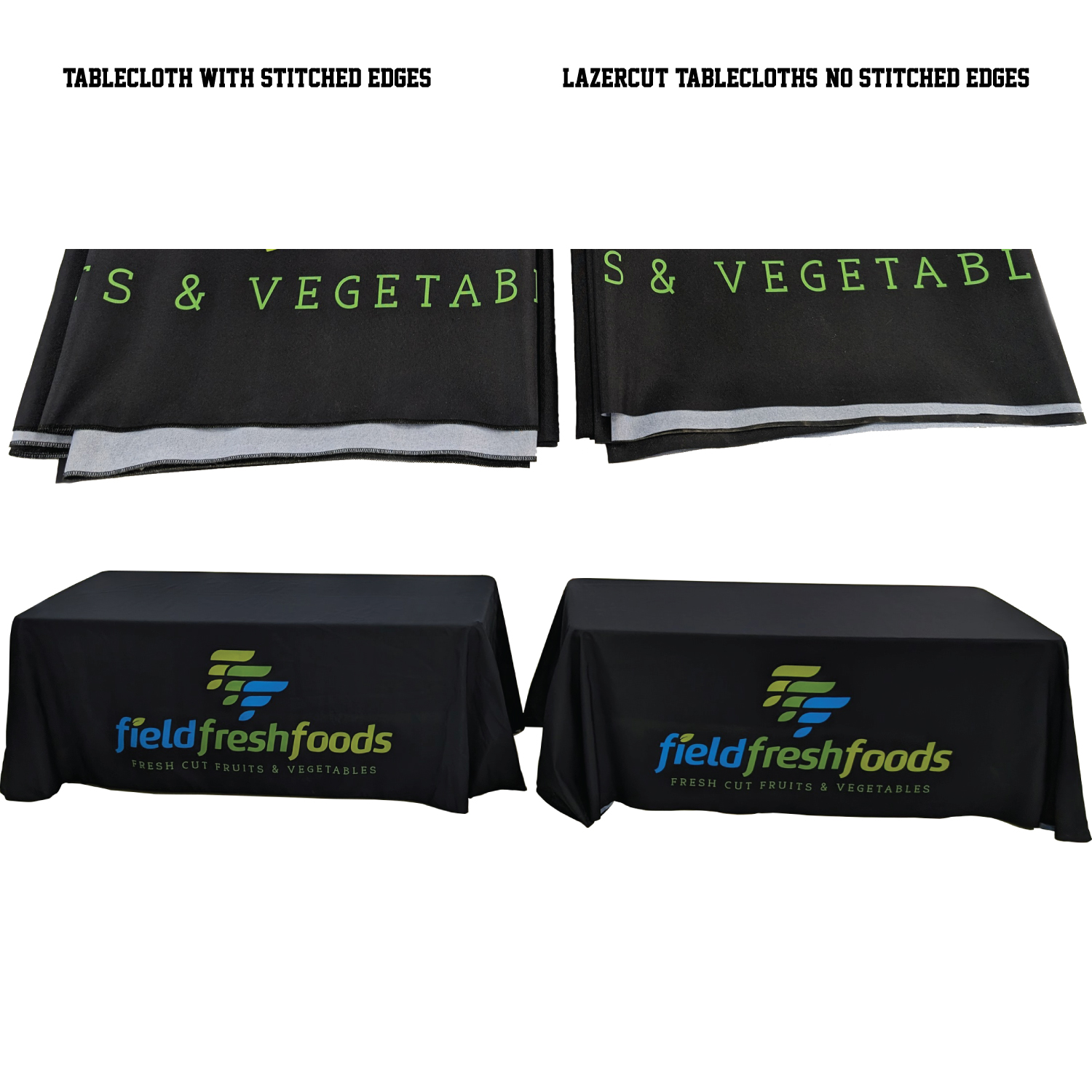 8' LazerCut 4-Sided PREMIUM Sublimated Tablecloth, Drape Style, Closed Back 6