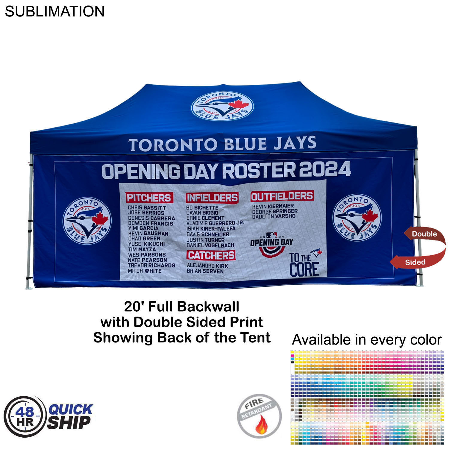 48 Hr Quick Ship - Full 20' Back Wall for 10x20 Tent Kit, Sublimated, Double Sided Print