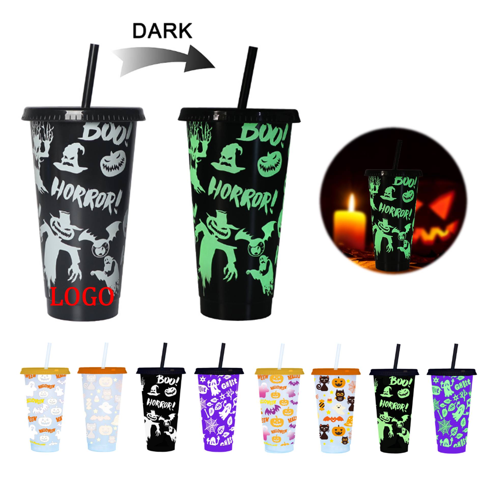 24oz. Halloween Luminous Cup With Straw And Lid 2