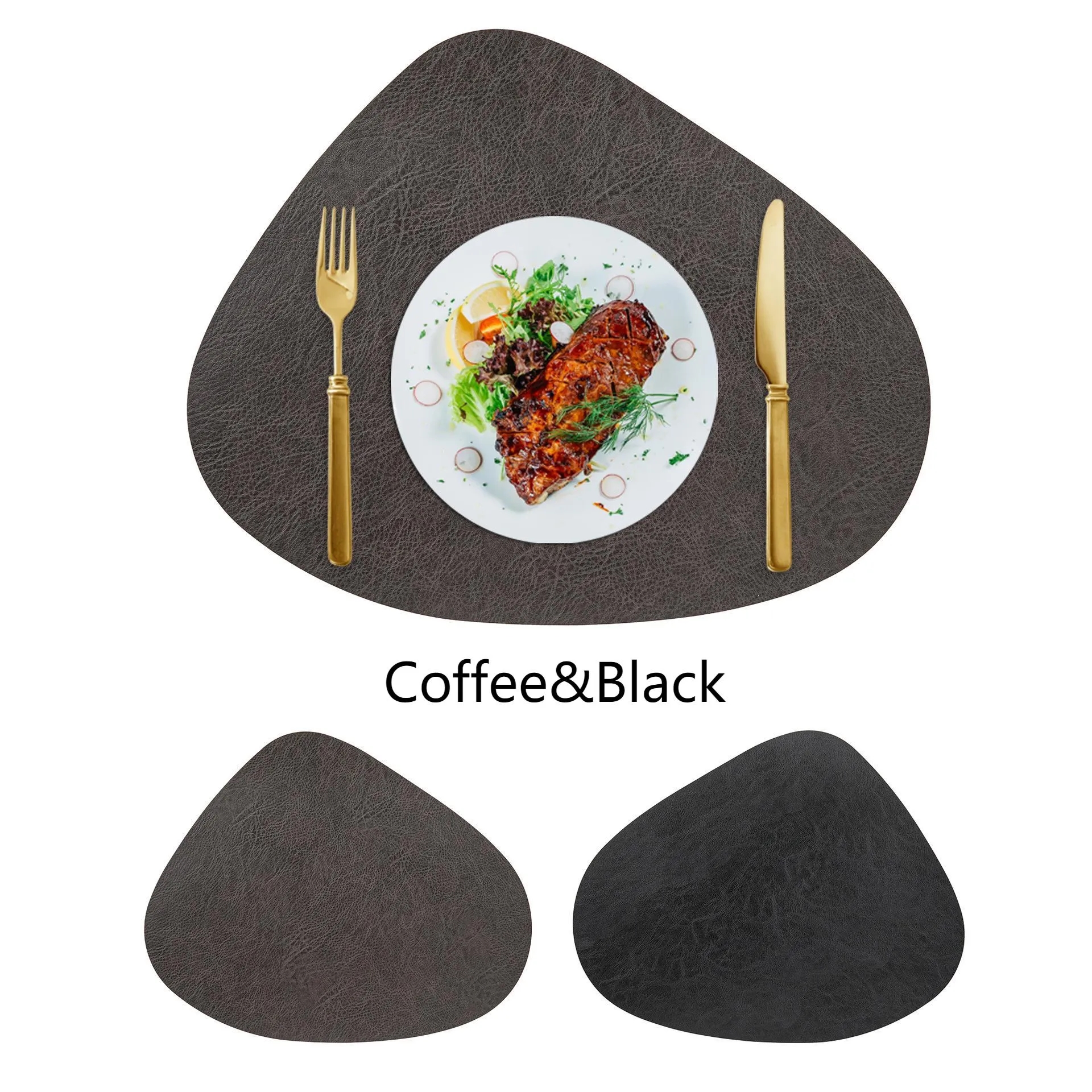 Water Droplet Shaped Leather Coaster Table Tableware Mat 8