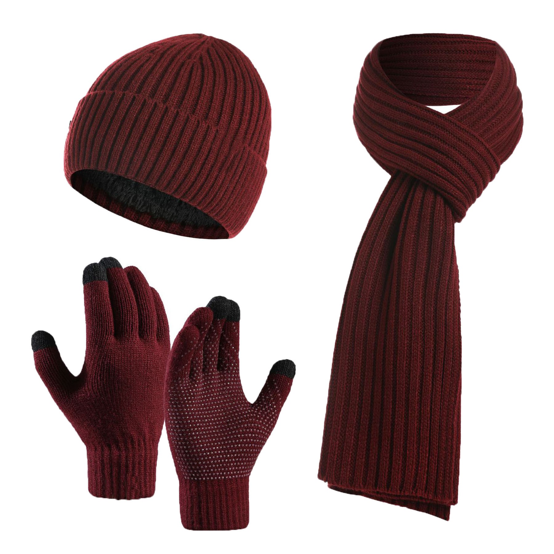 Knit Scarve Glove Hat Set 2
