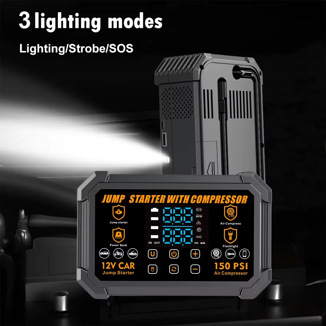 Portable 4-in-1 Jump Starter with Air Compressor 5