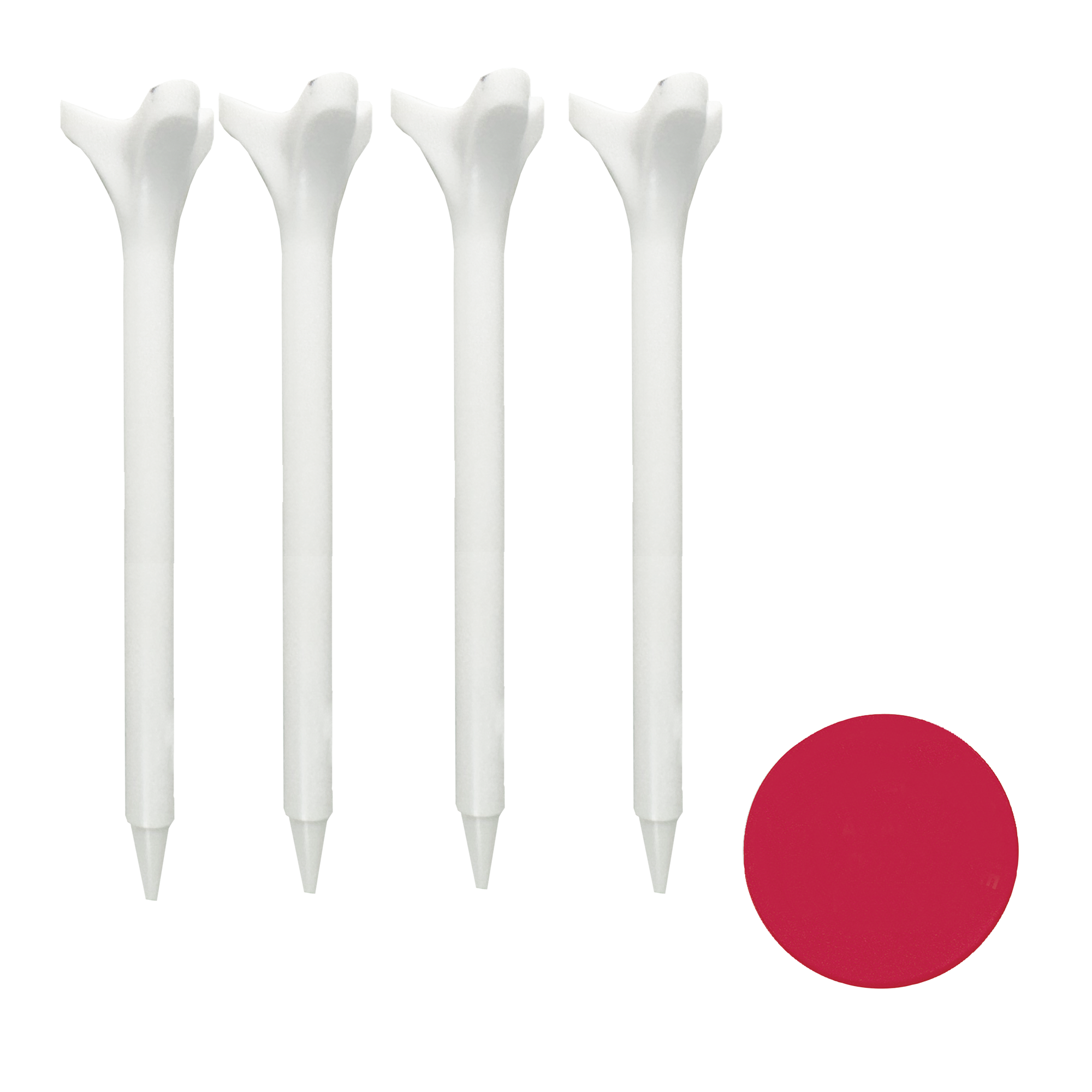 4 - 2-3/4" Reusable Plastic Golf Tees with 1 Ball Marker 1