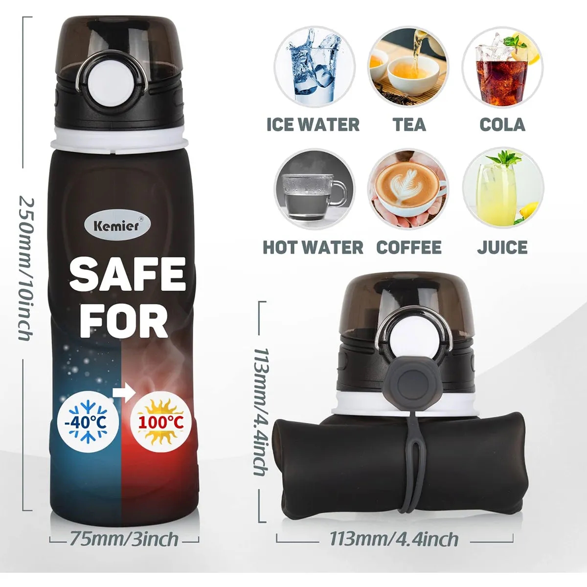 26OZ Collapsible Silicone Water Bottles Outdoor Box 4