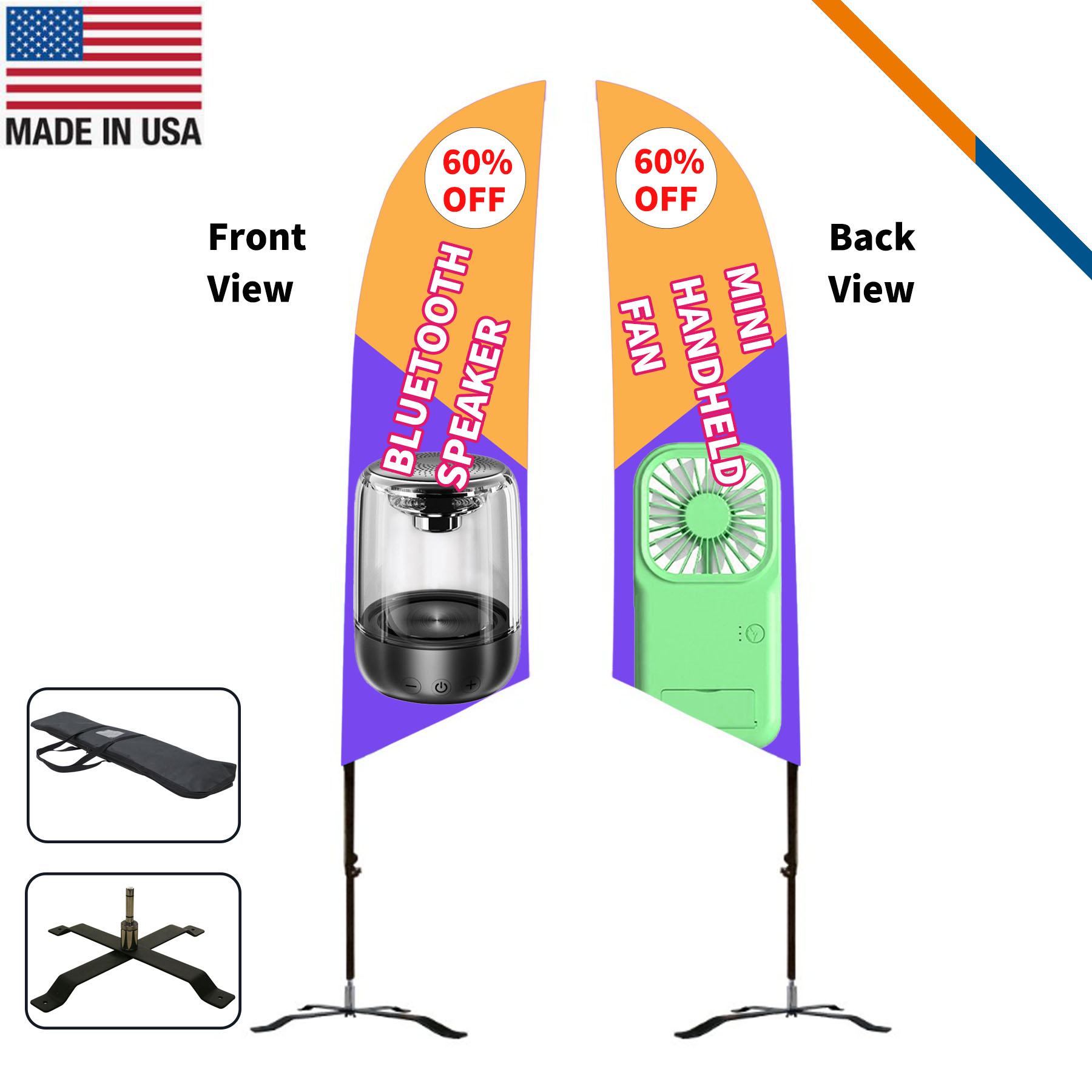 9' Bluebell Double-Sided Angle Flag 1