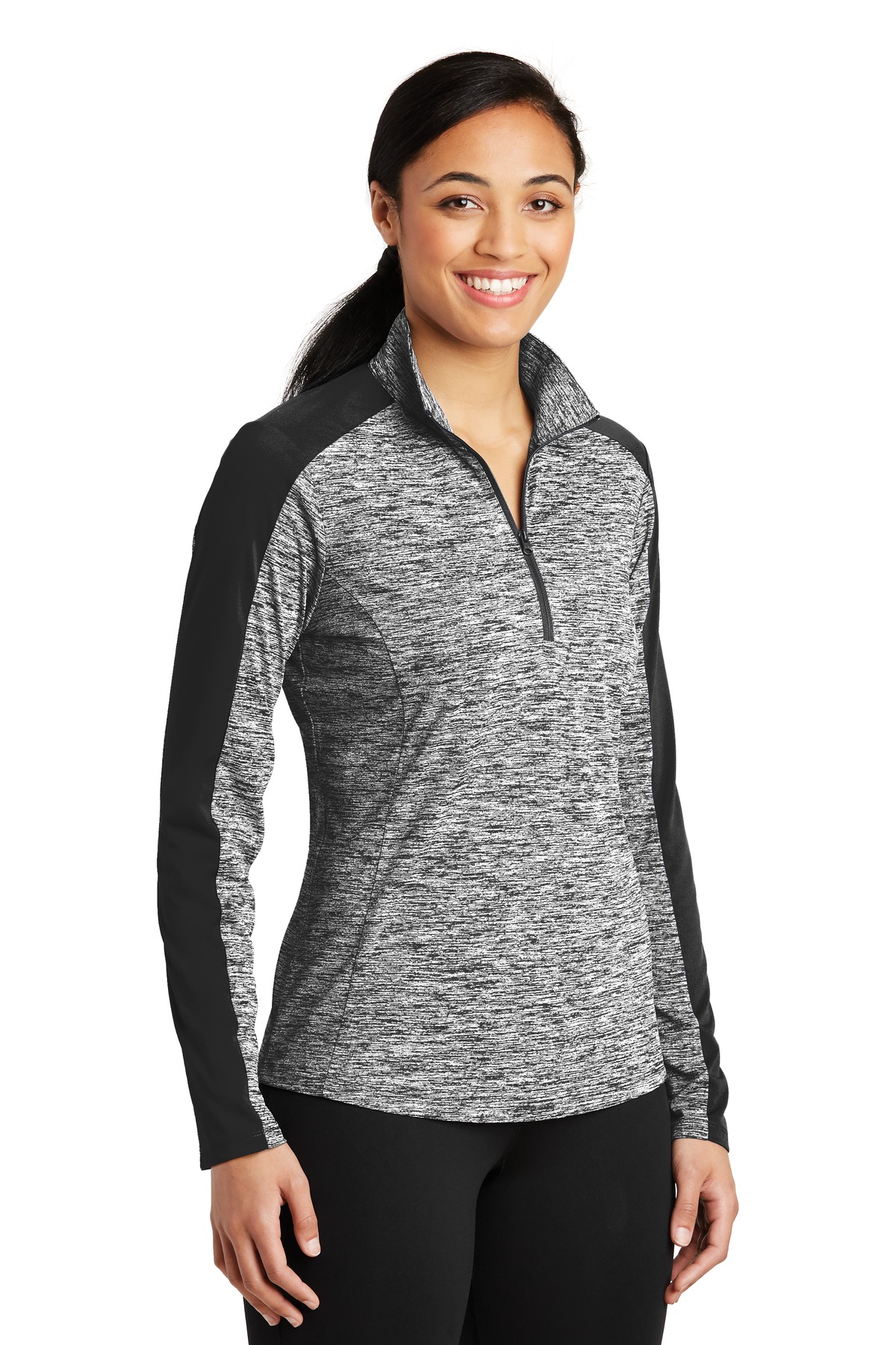 Women's PosiCharge Electric Heather Colorblock 1/4-Zip Pullover