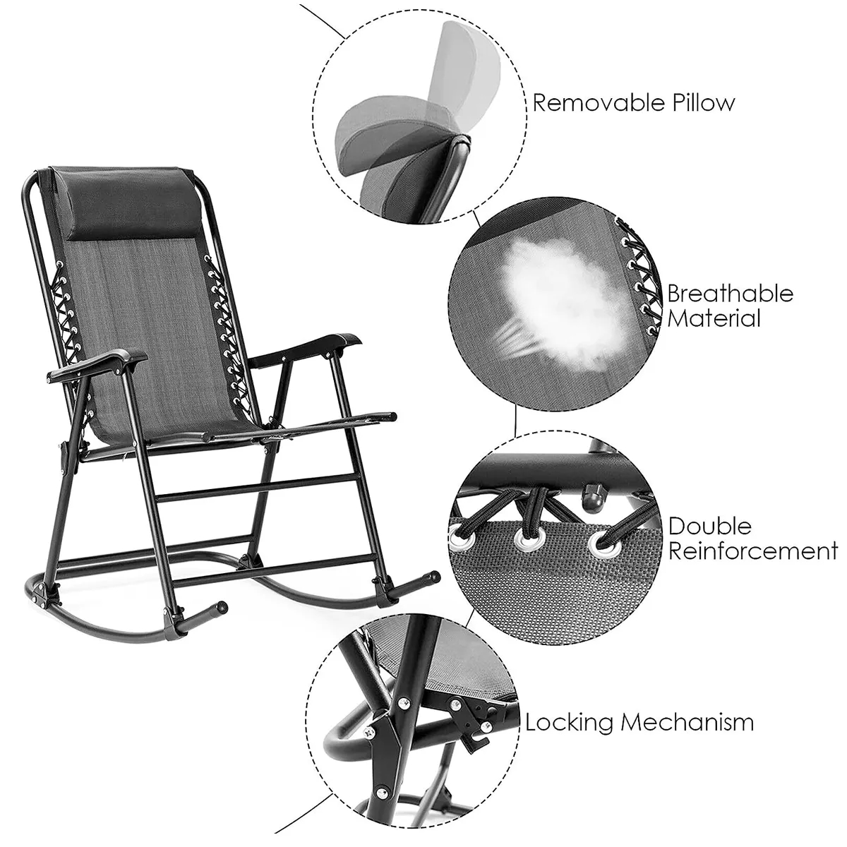 Foldable Zero Gravity Rocking Chair 5