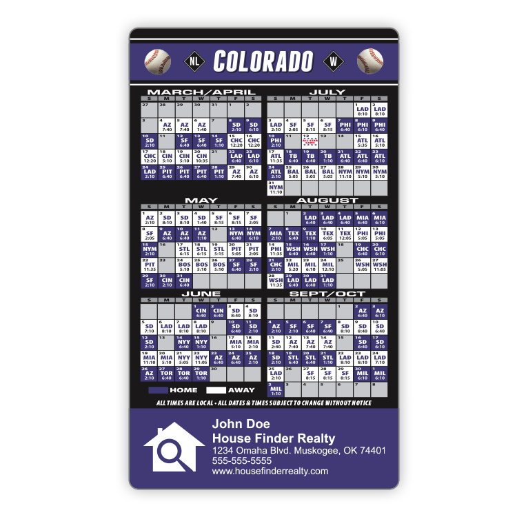 Magnet Sport Schedules - 3.5x6 Baseball Round Corners - 20 mil. 3