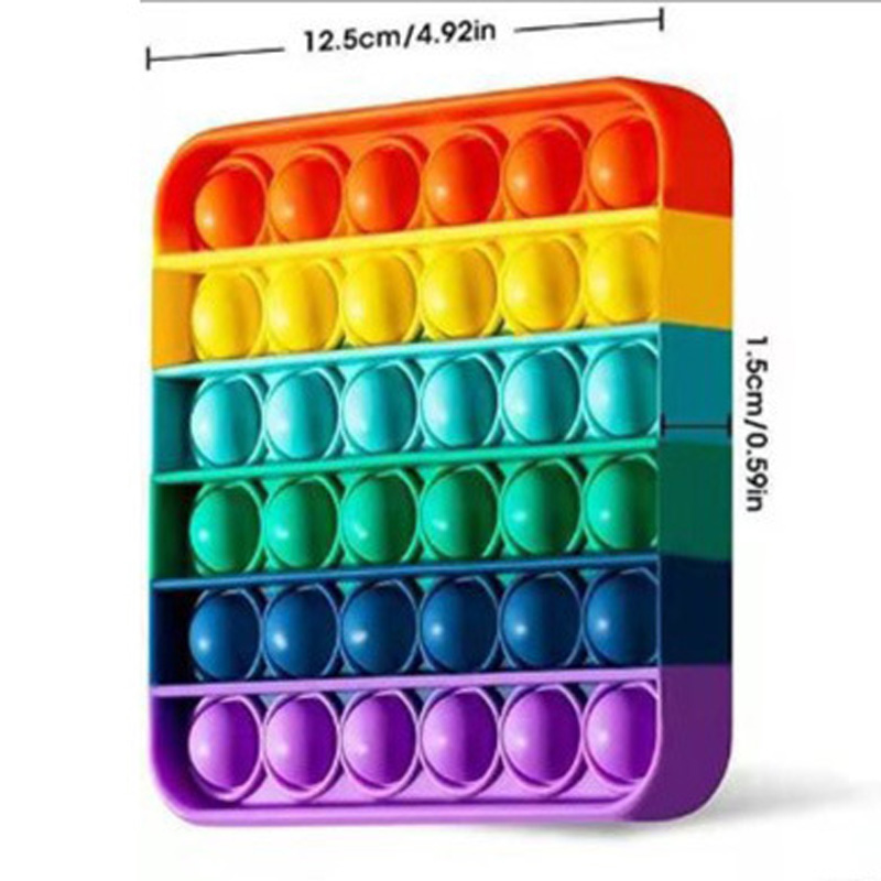 Rainbow Square Push Pop Bubble Fidget Toy 3
