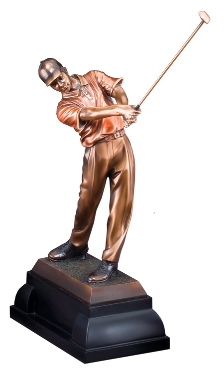 Golf Swing - Male Electroplated Resin Sculpture, 10" 1