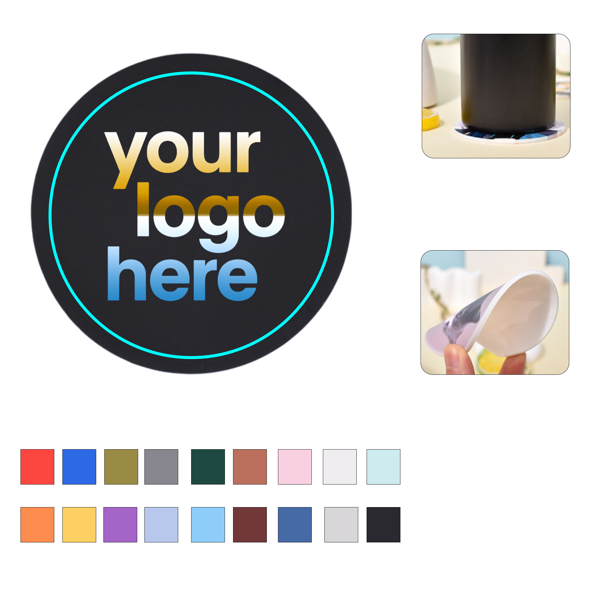 MOQ:20pcs Custom Soft PVC Coasters 1