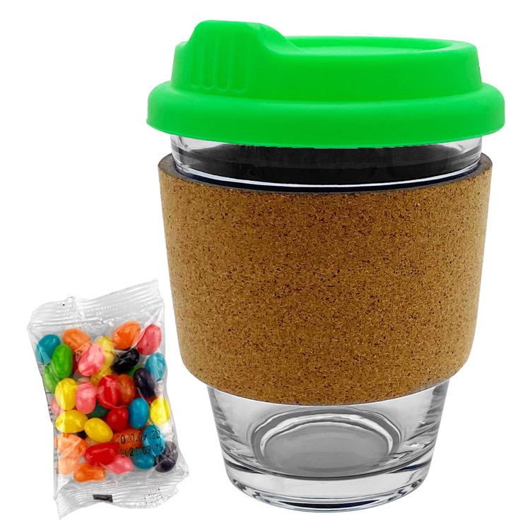 Jelly Bean In Cork Band Glass Coffee Cup 11