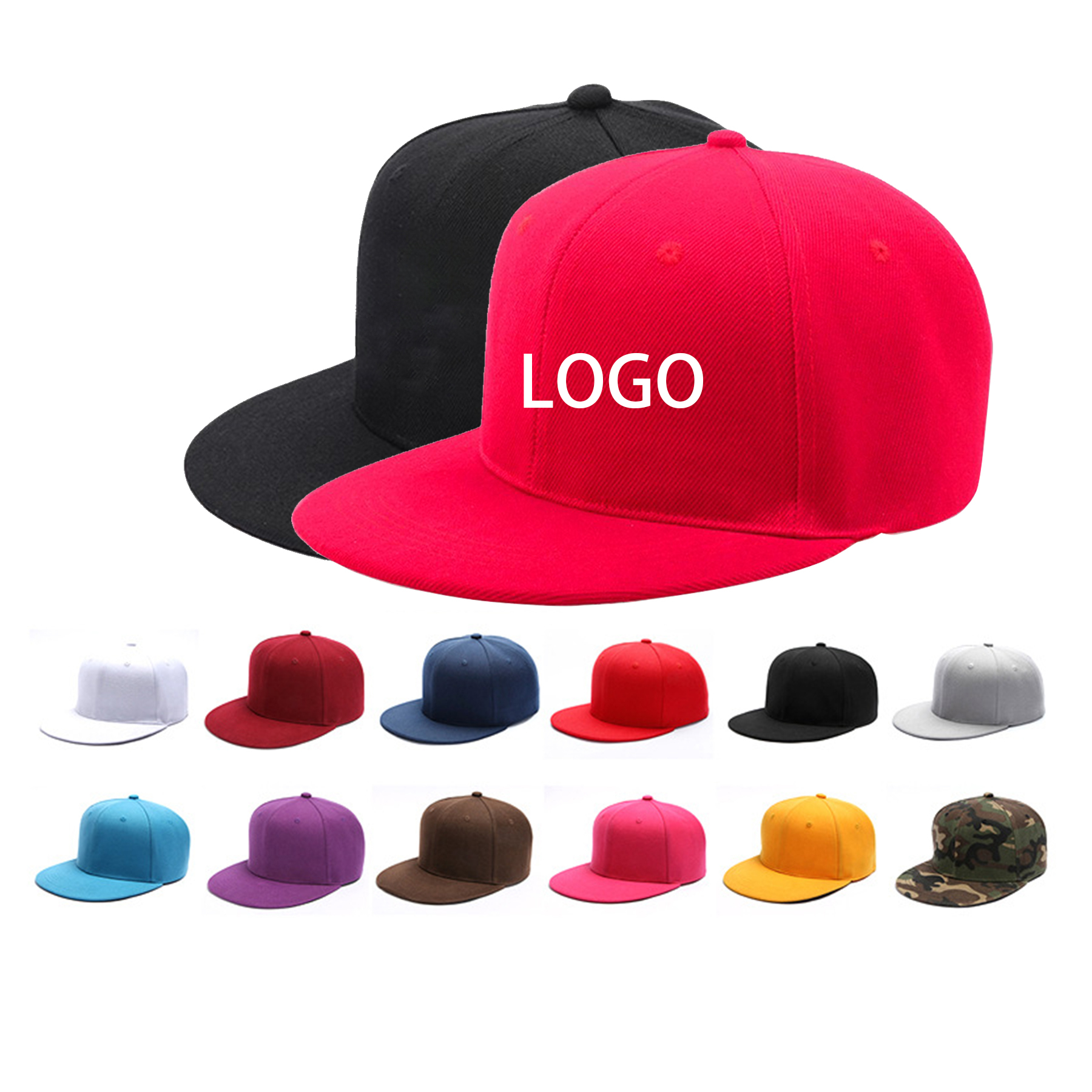 6 Panels Snapback Closure Hip Hop Style Flat Bill Caps 1