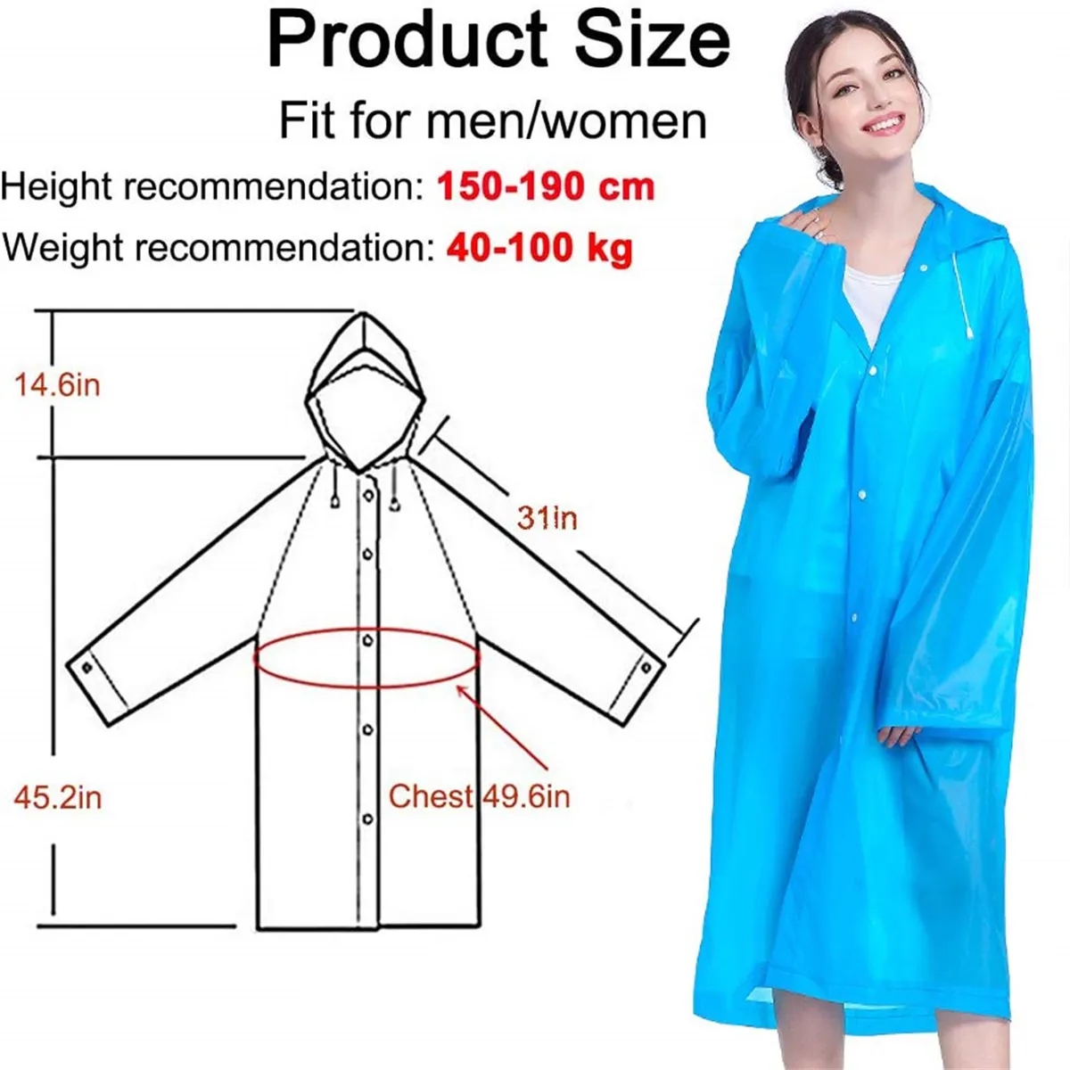 Rain Ponchos for Adults Reusable 5