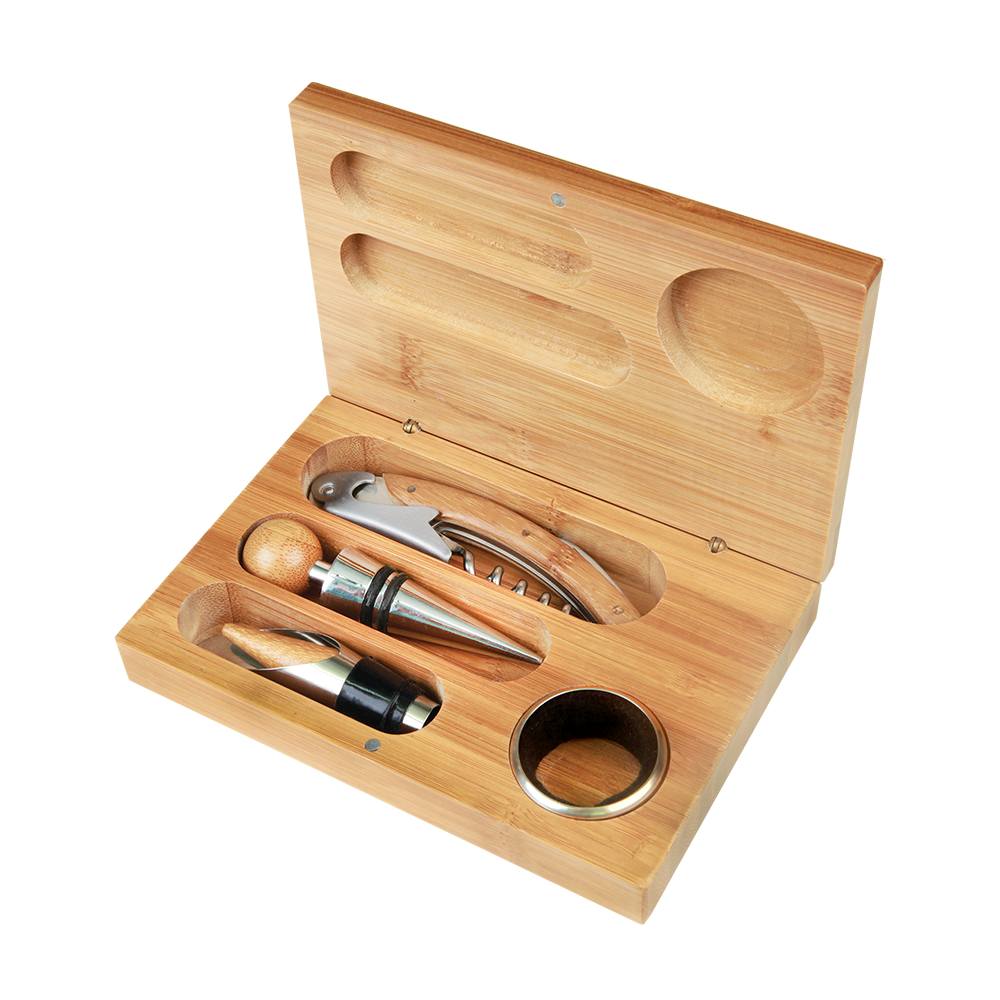 Bamboo 4-Piece Wine Tool Set