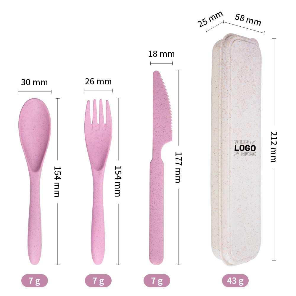 Portable Wheat Straw Tableware 3-Piece Set 4