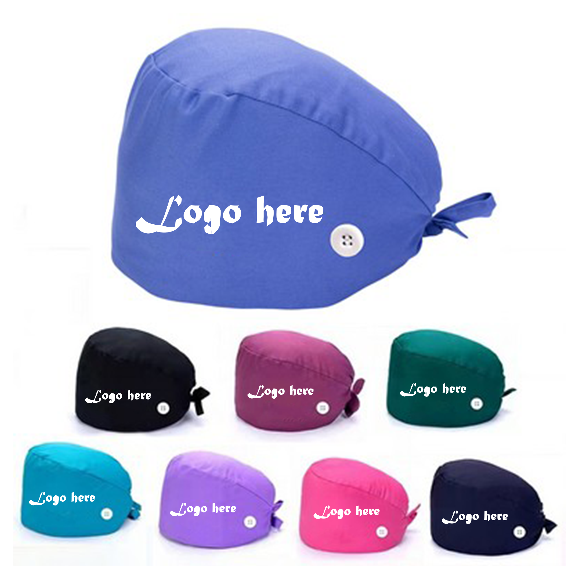 Medical Nurse Scrub Cap with Button 2