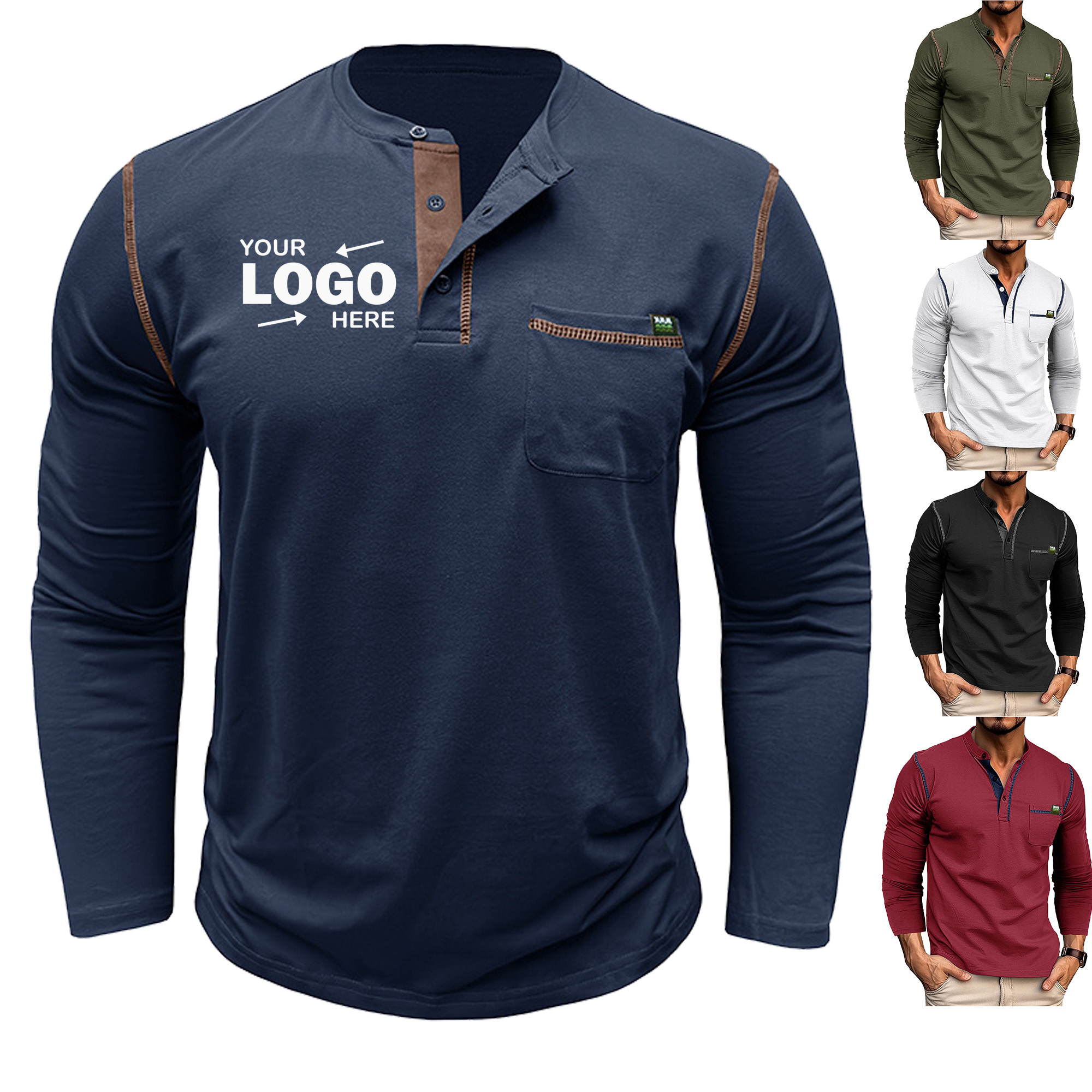 Polyester Unisex Button Placket Casual Pullover, custom hoodie or sweatshirt with logo imprint 2