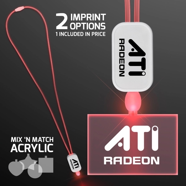LED Green Lanyard with Acrylic Rectangle Pendant- 1