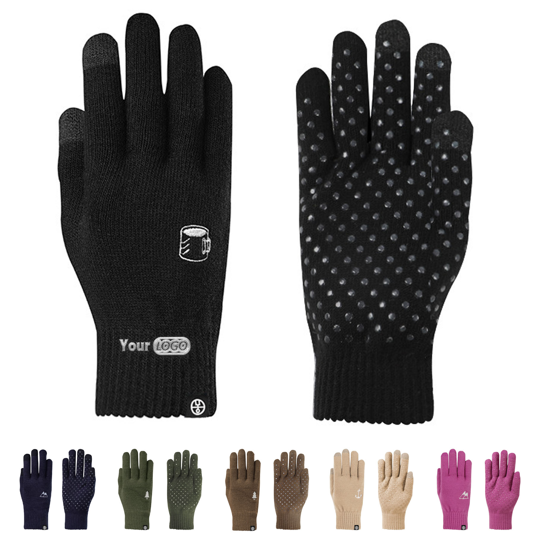 Anti-Slip Embroidered Knit Gloves 6