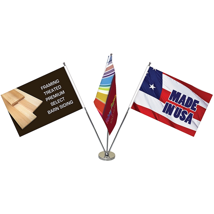 11.4-20" Metal Telescopic Flagpole with Three Double Sided Flags 4