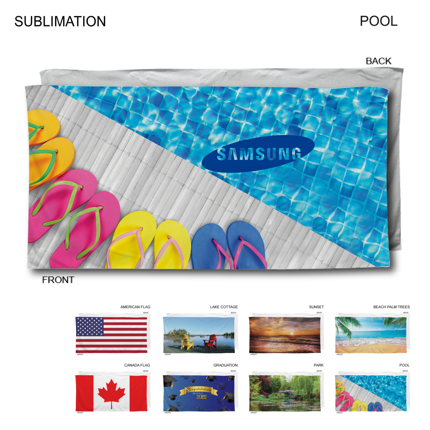 Stock Design Sublimated, Heaviest Weight, Plush Velour Terry Cotton Blend Beach Towel, 30x60 4