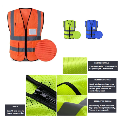 VISIPRO Front-Zip Reflective Safety Vest With Pockets - Mesh - ANSI 3 3