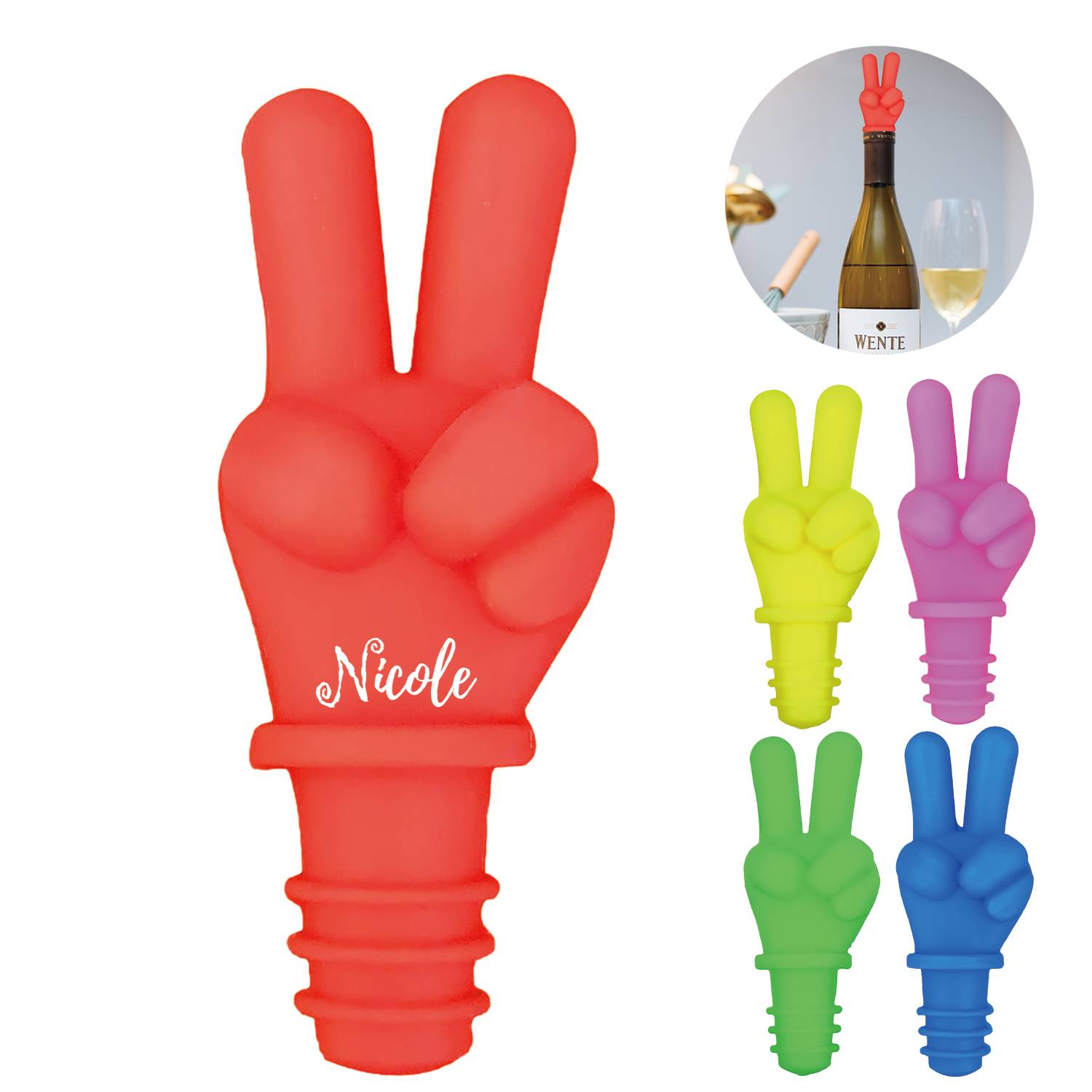 V Gesture Shaped Silicone Wine Bottle Stopper