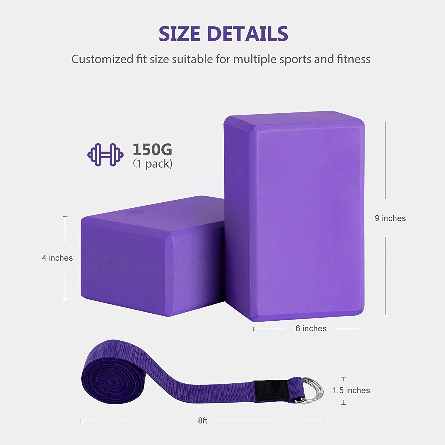 2 Yoga Bricks W/ Belt 12