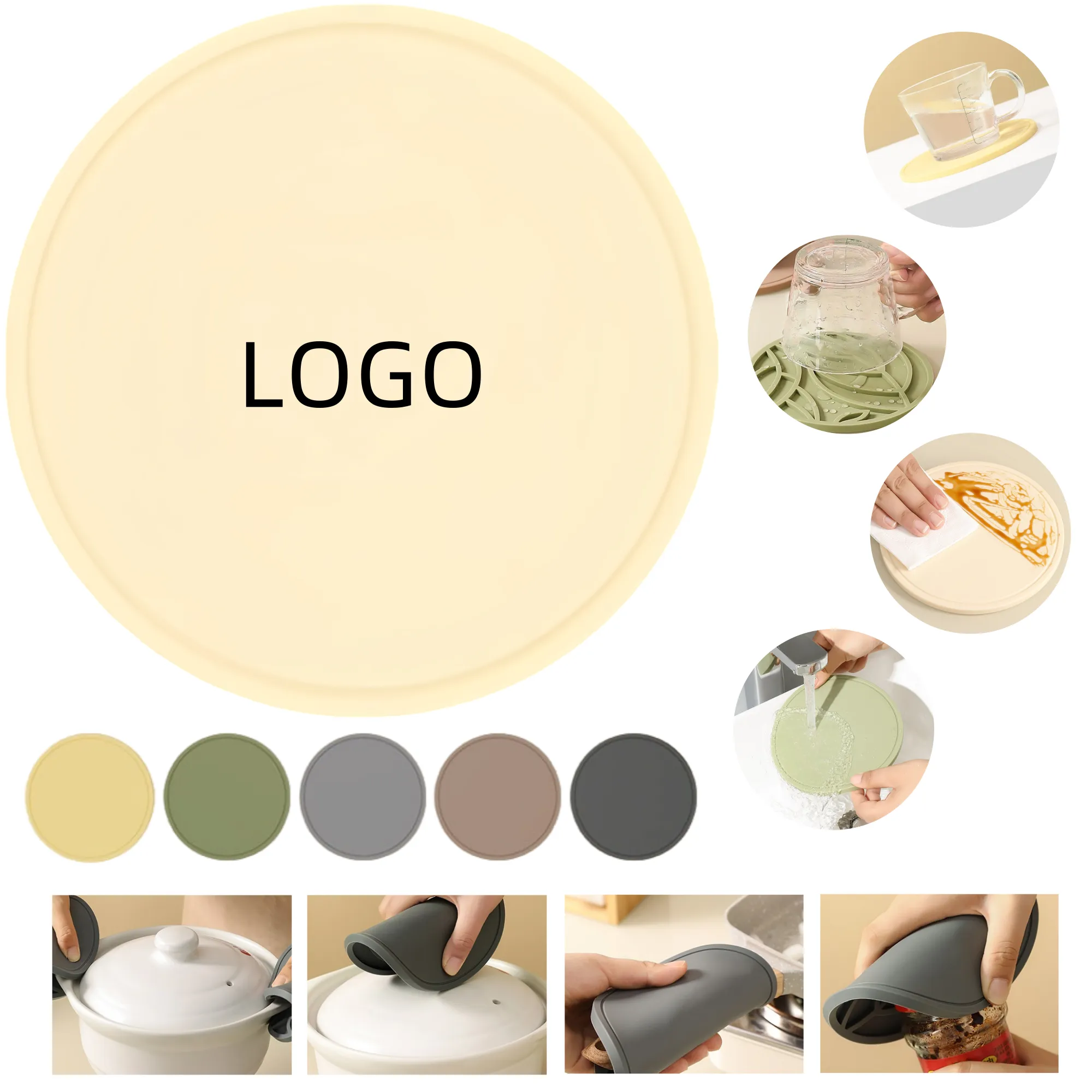 Round Silicone Waterproof Heat Insulation Bowl Mat 3