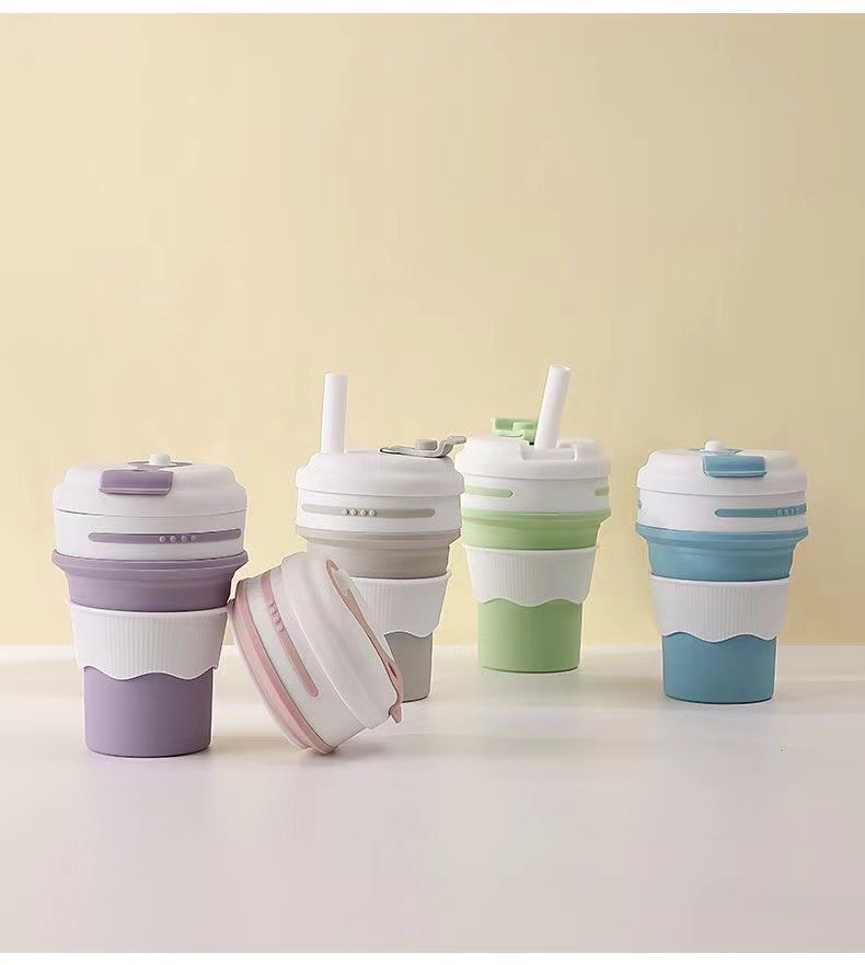 12OZ Silicone Collapsible Travel Cup With Straw 3