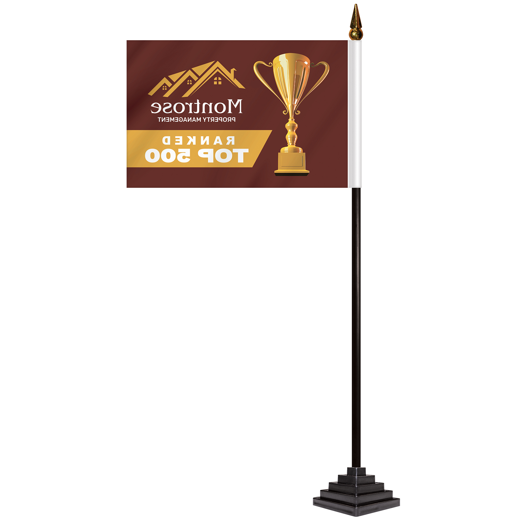 4" x 6" Single Reverse Stick Flag with Pyramid Stick Flag Base 11