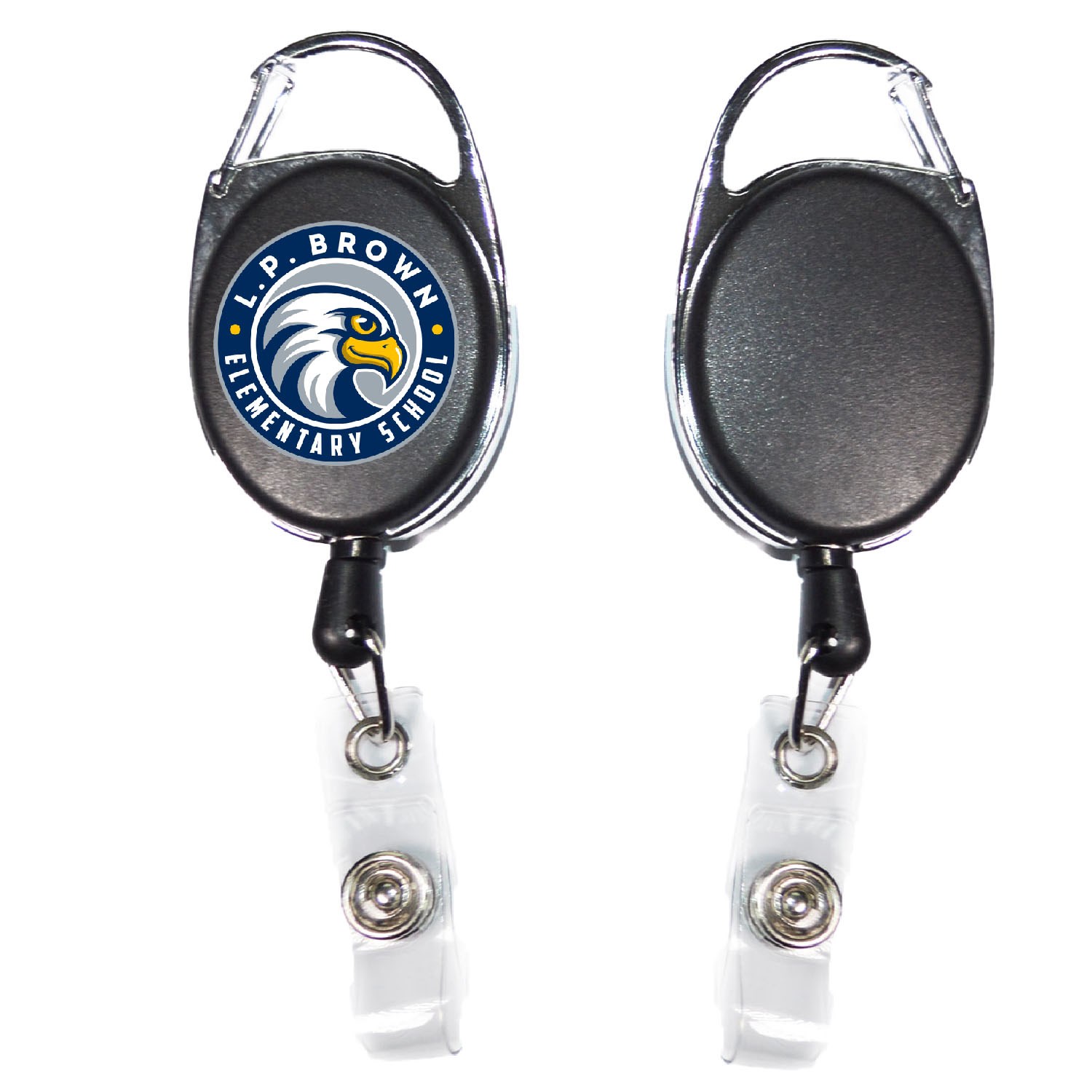 Both Side Plain Oval Carabiner Retractable Badge Reel 2