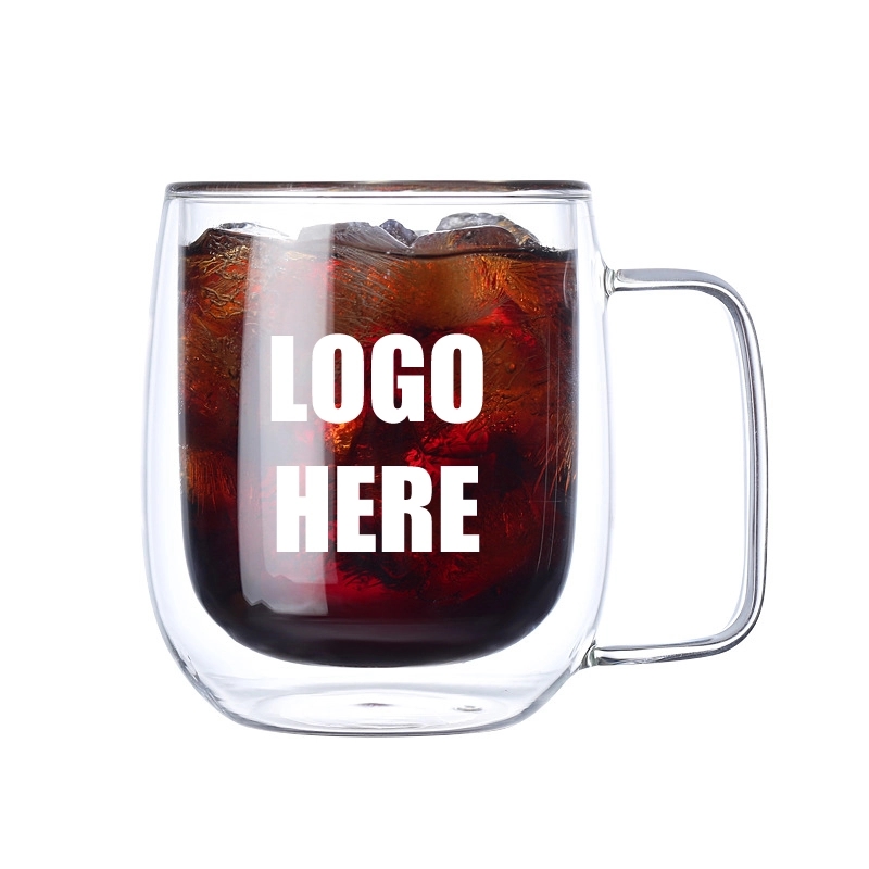Custom 10 oz Double Wall Glass Coffee Mugs 1