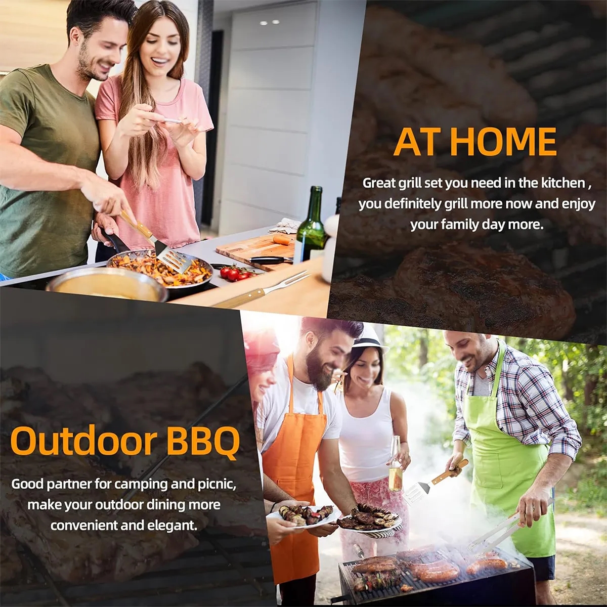 Wooden BBQ Tool Grill Accessories Set With Chopping Board 5