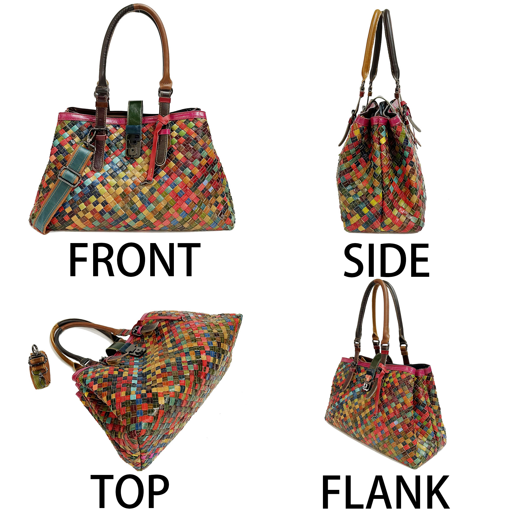 Genuine Leather Vintage woven tote cross-body bag 3