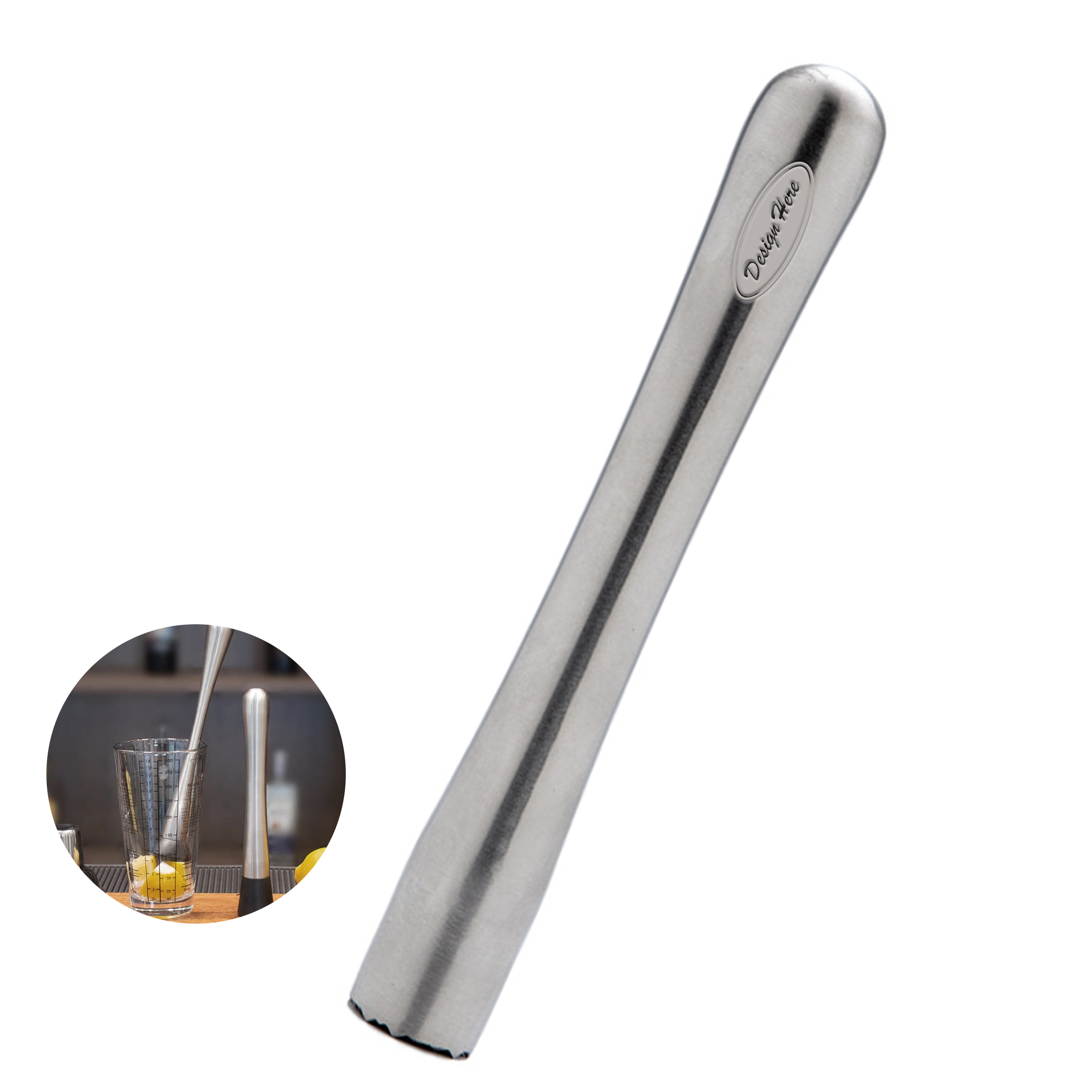 Stainless Cocktail Muddler ?C 7.28" Mixing Bar Tool 2