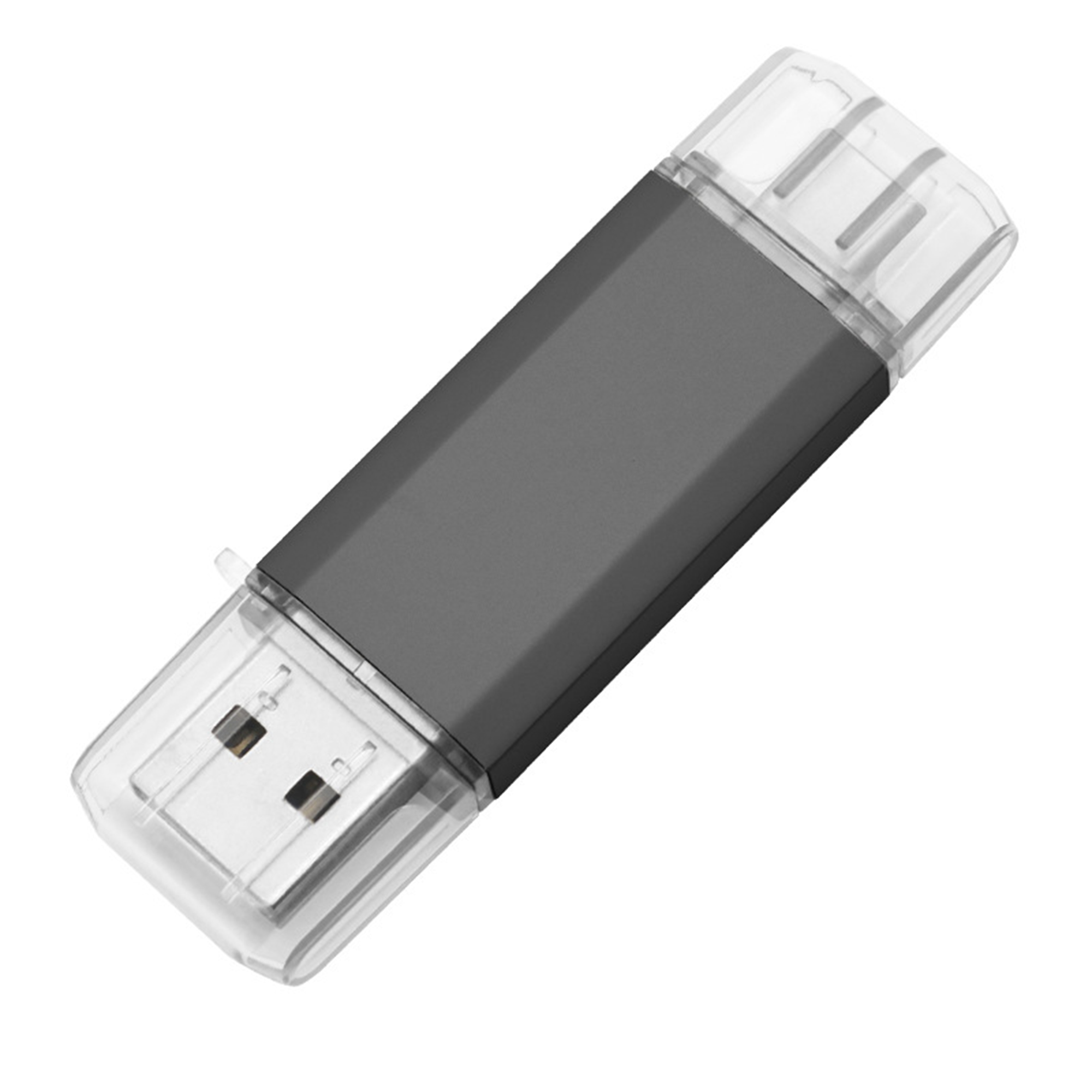 Dual Connector Memory Stick 16GB Type C To USB A Plastic Housing 2.2" x 0.7" 6