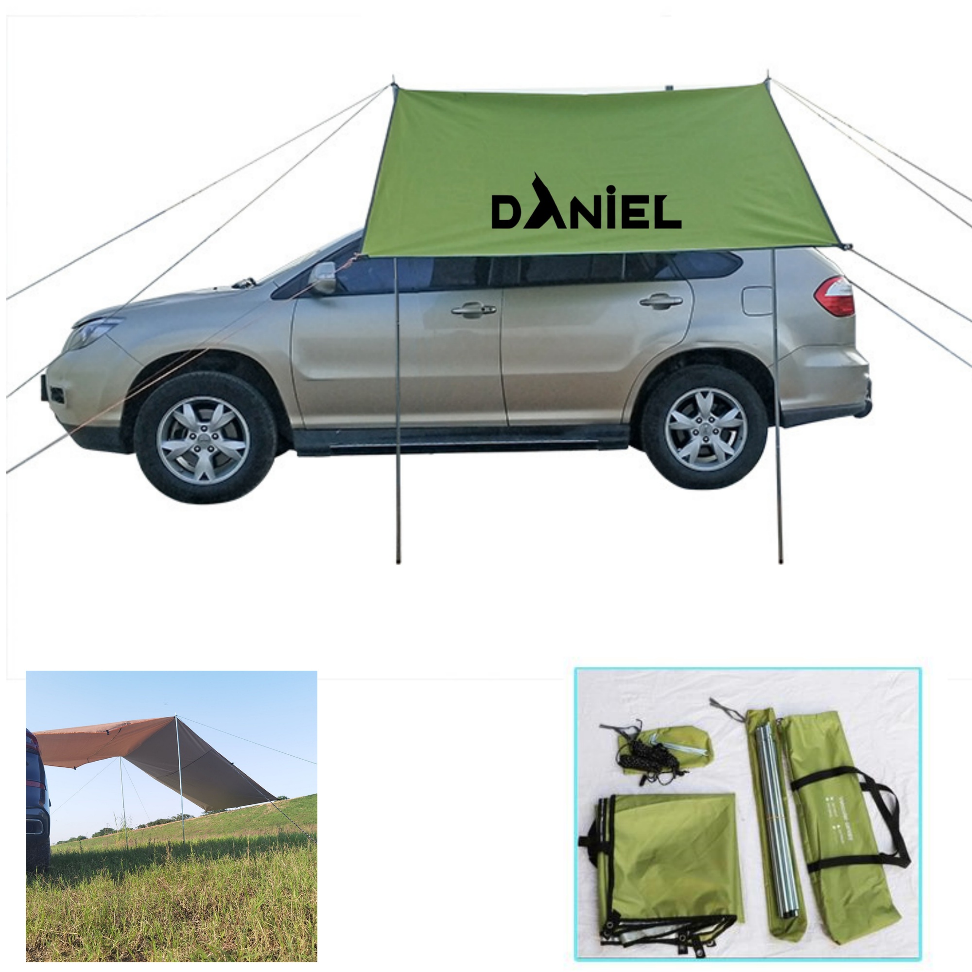 118" x 78" Silver-coated Oxford Fabric Vehicle Mounted Canopy 1