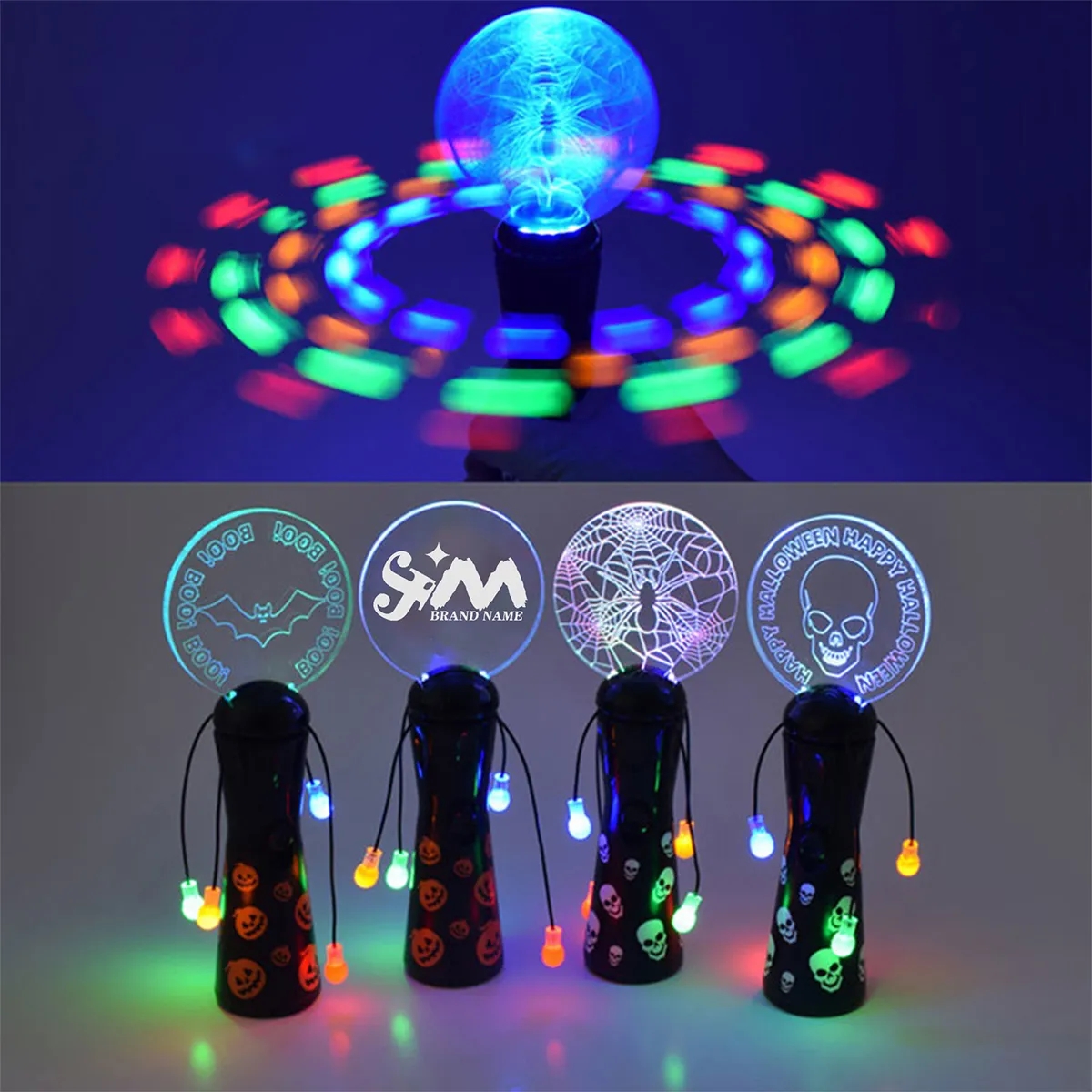 Custom LED Light Up Spinner Rotating Wand For Party Stadium 2