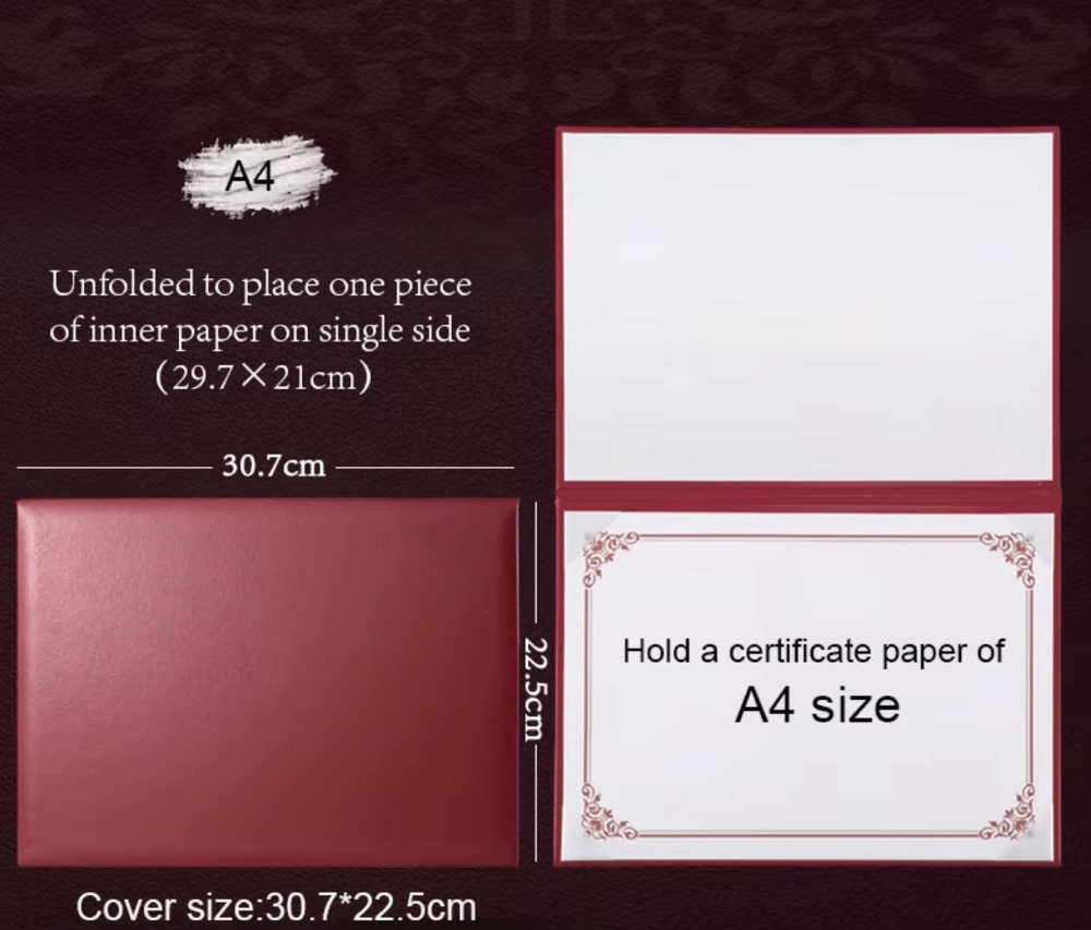 High Quality Customize PU Leather Certificate Holder Folder 4