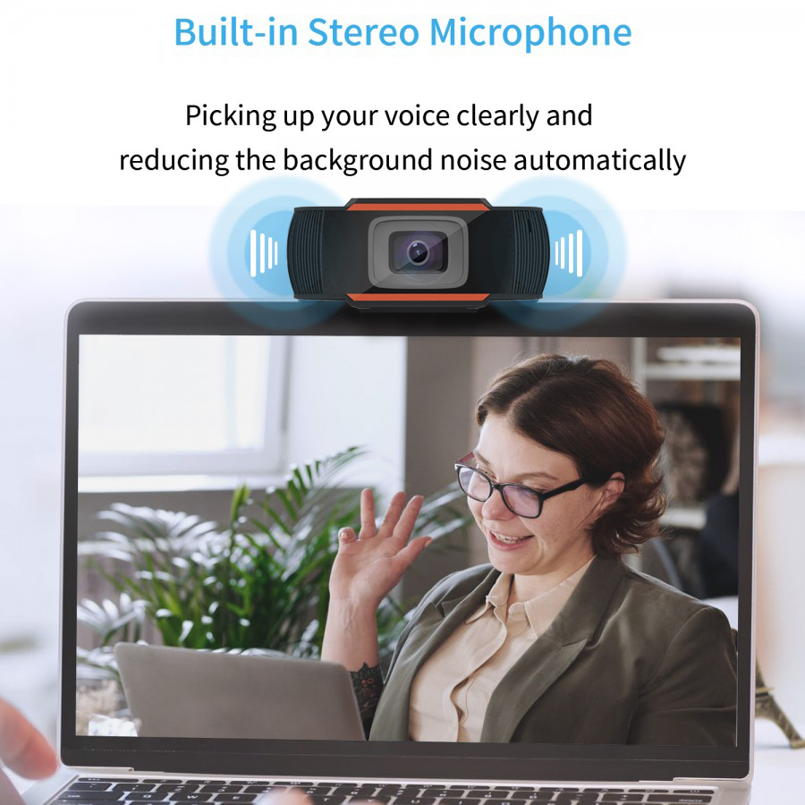 1080P USB Webcam with Microphone & Auto Light Correction 4